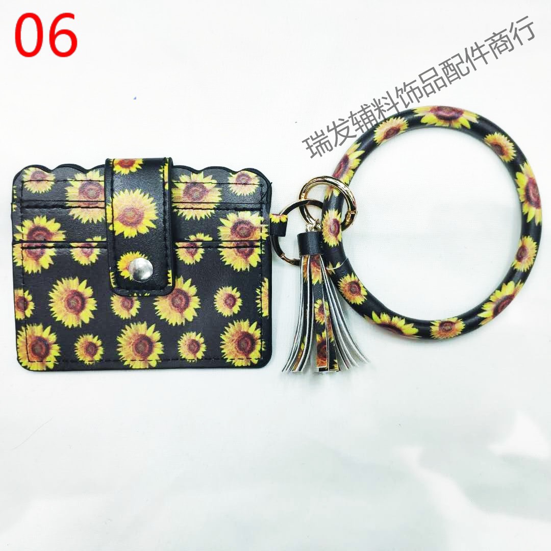 European and American fashion fringe bracelet key ring card bag PU fringe pendant leather bracelet wholesale manufacturers direct sales