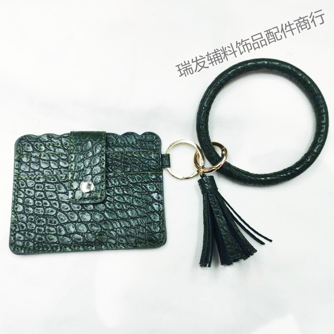 European and American fashion fringe bracelet key ring card bag PU fringe pendant leather bracelet wholesale manufacturers direct sales