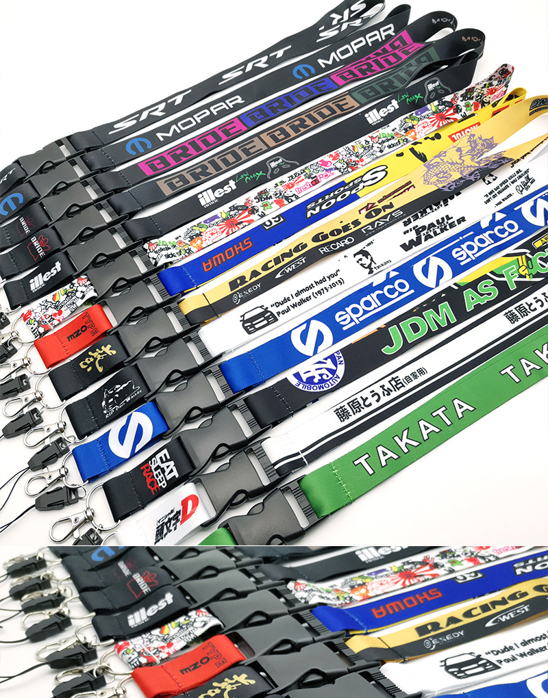JDM Modified Culture Car Sticker Release Buckle Lanyard Badge Card Halter Key Mobile Phone Work Permit Lanyard