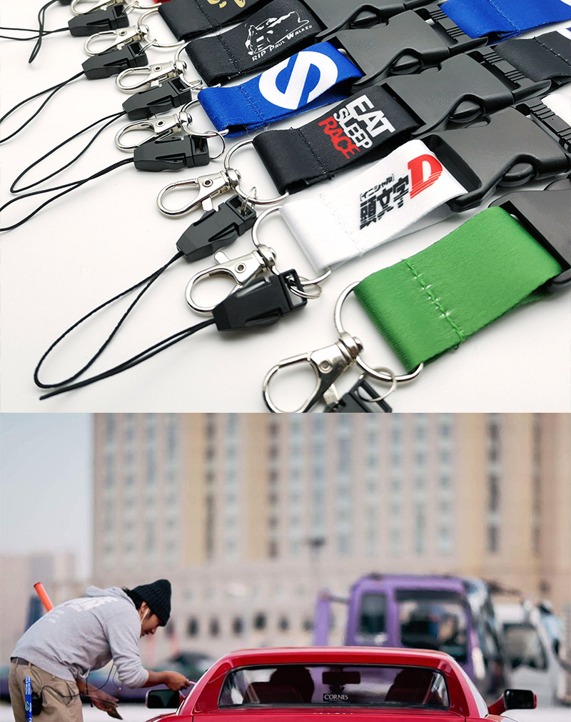 JDM Modified Culture Car Sticker Release Buckle Lanyard Badge Card Halter Key Mobile Phone Work Permit Lanyard