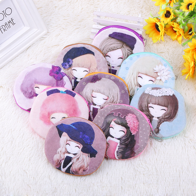 Korean Cute Girls Coin Purse Cartoon Plush Toy for Girls Change Card Holder Key Case Factory Wholesale