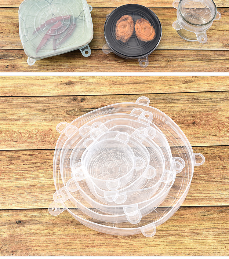 When Hot selling plastic wrap set of 6 multi-functional fresh cover stretches silicone fruit cover elastic cover