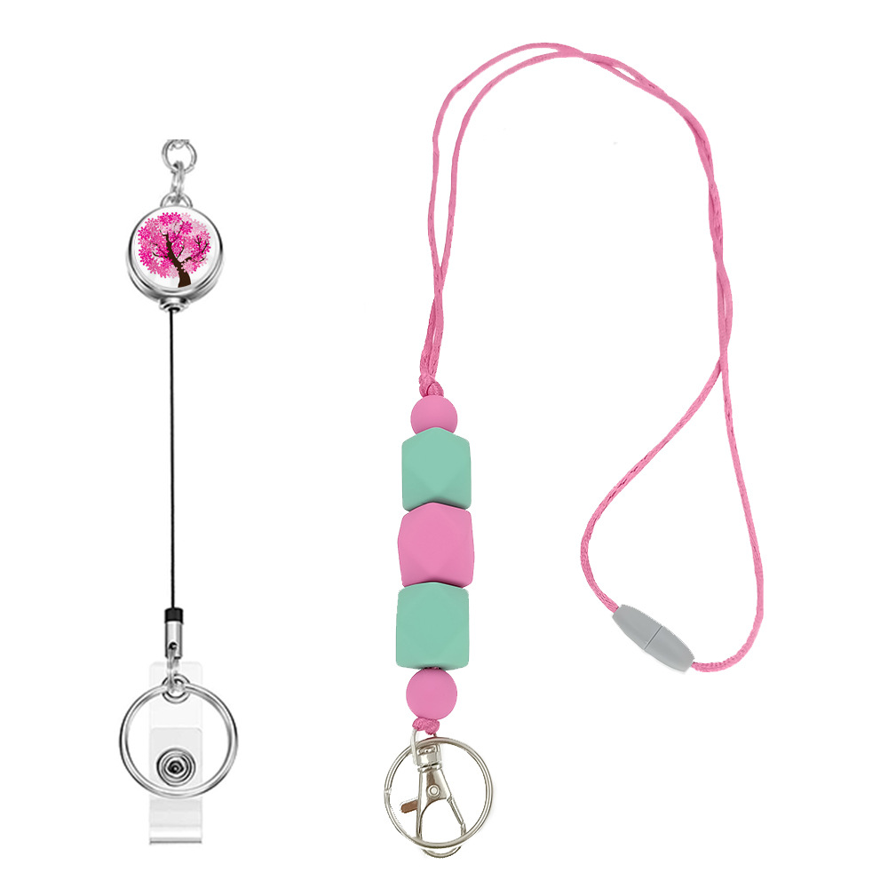 Amazon Hot Sale Lanyard Badge Clip Key Can Buckle Work Card Card Holder Long Sweater Necklace Cellphone Chain