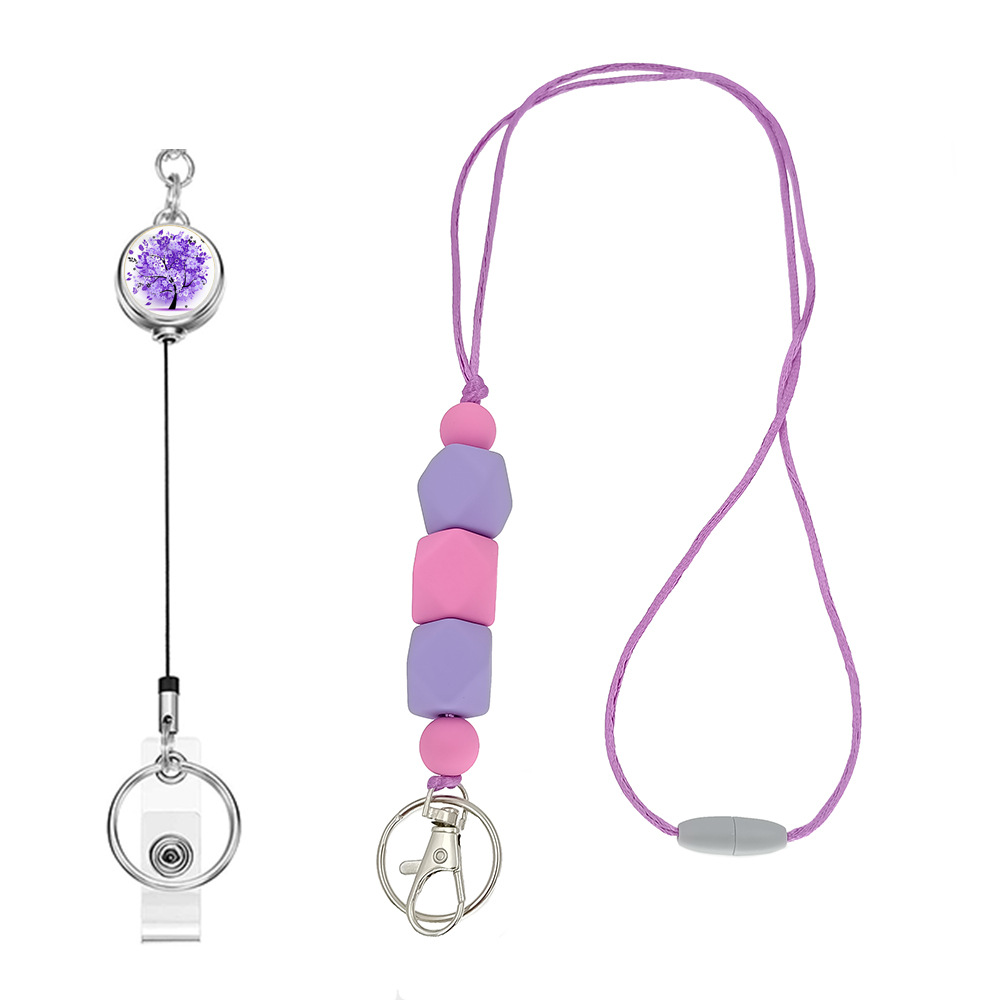 Amazon Hot Sale Lanyard Badge Clip Key Can Buckle Work Card Card Holder Long Sweater Necklace Cellphone Chain
