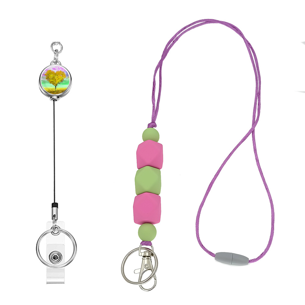 Amazon Hot Sale Lanyard Badge Clip Key Can Buckle Work Card Card Holder Long Sweater Necklace Cellphone Chain
