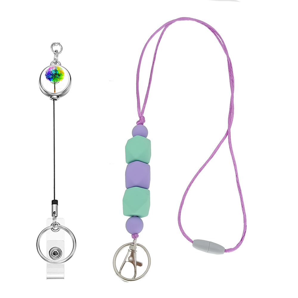 Amazon Hot Sale Lanyard Badge Clip Key Can Buckle Work Card Card Holder Long Sweater Necklace Cellphone Chain