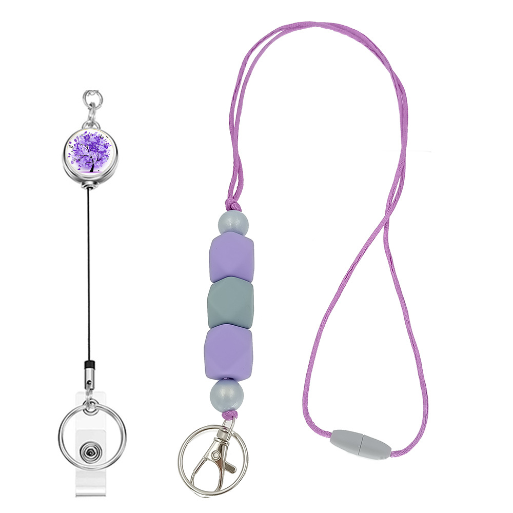 Amazon Hot Sale Lanyard Badge Clip Key Can Buckle Work Card Card Holder Long Sweater Necklace Cellphone Chain