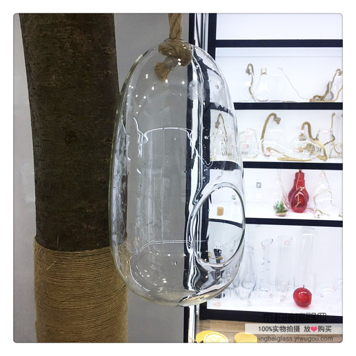 Hang hollow glass bottle vase plant hanging glass crafts creative home decorations Hang hollow glass bottle vase plant hanging glass crafts creative home decorations