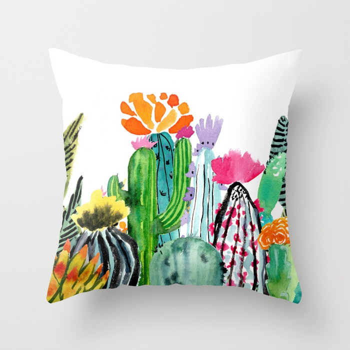 Nordic Style Ins Fresh Pillow Cushion Modern Waist Pillow Plants Green Plants Pillow Sofa Car Cushion Customization