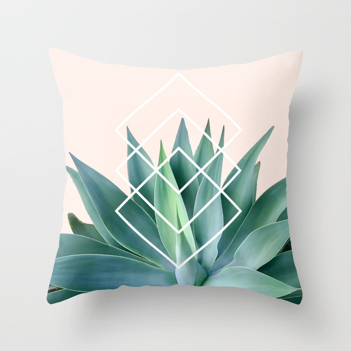 Nordic Style Ins Fresh Pillow Cushion Modern Waist Pillow Plants Green Plants Pillow Sofa Car Cushion Customization