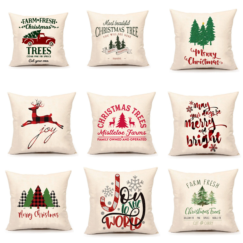 Popular Amazon Christmas Pillow Cover Customizable Factory Direct Sales Home Pillow Snowflake Christmas Tree Pillow Cover