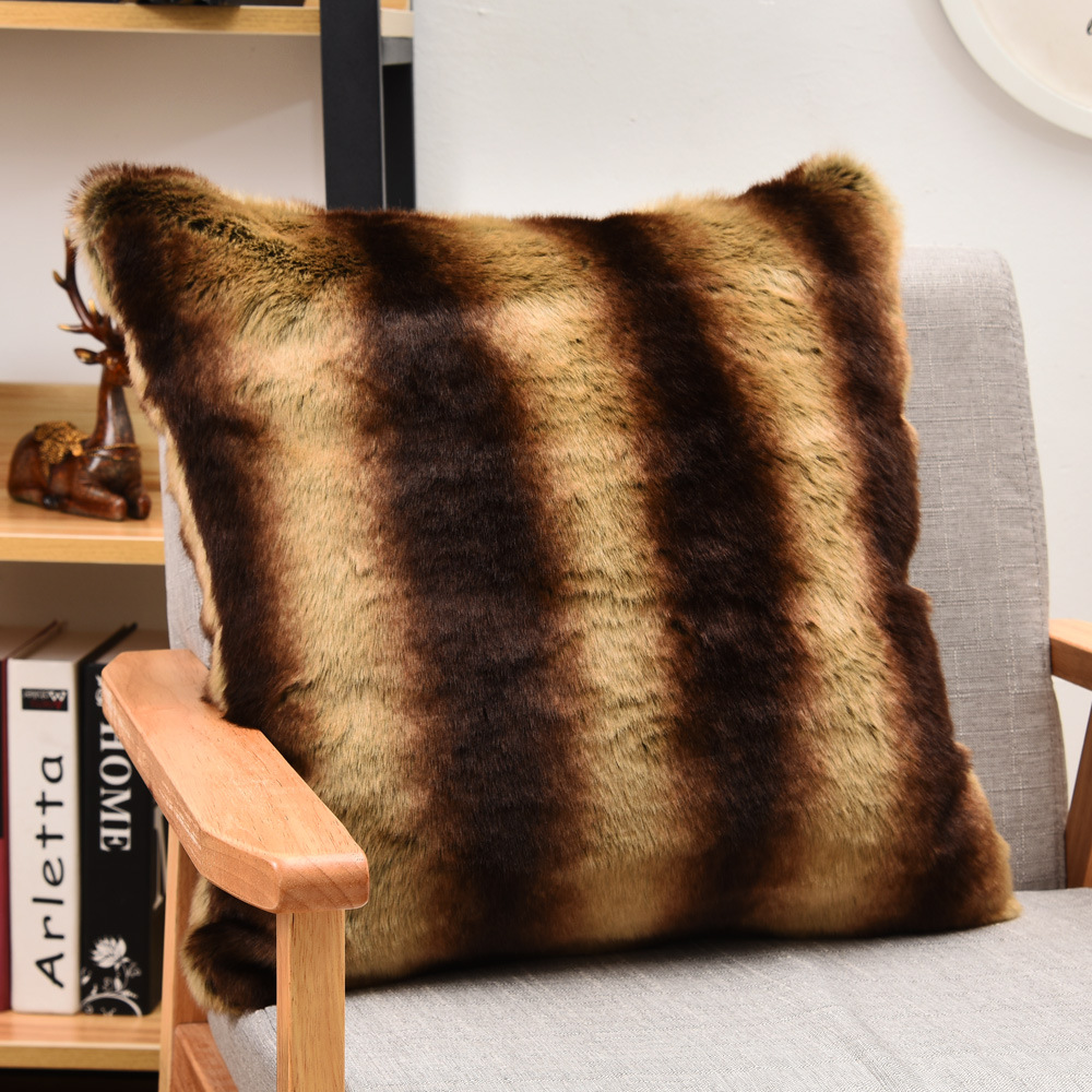 Exclusive for Cross-Border Faux Fur Pillow Cover Couch Pillow Mink Fur Pillow Cover Flame Retardant Lint-Free Factory Direct Sales