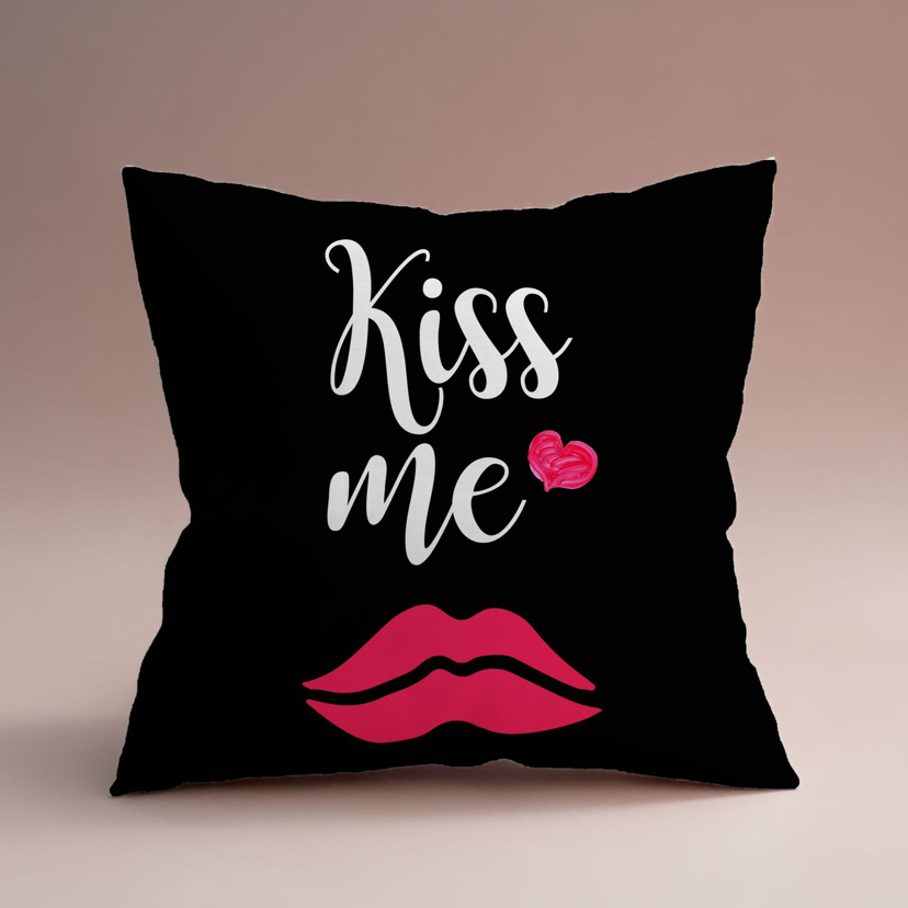 Cross-Border New Arrival Black Background Valentine's Day Netherlands Velvet Digital Printing Pillow (Excluding Pillow Core) Pillow Cushion Cover H
