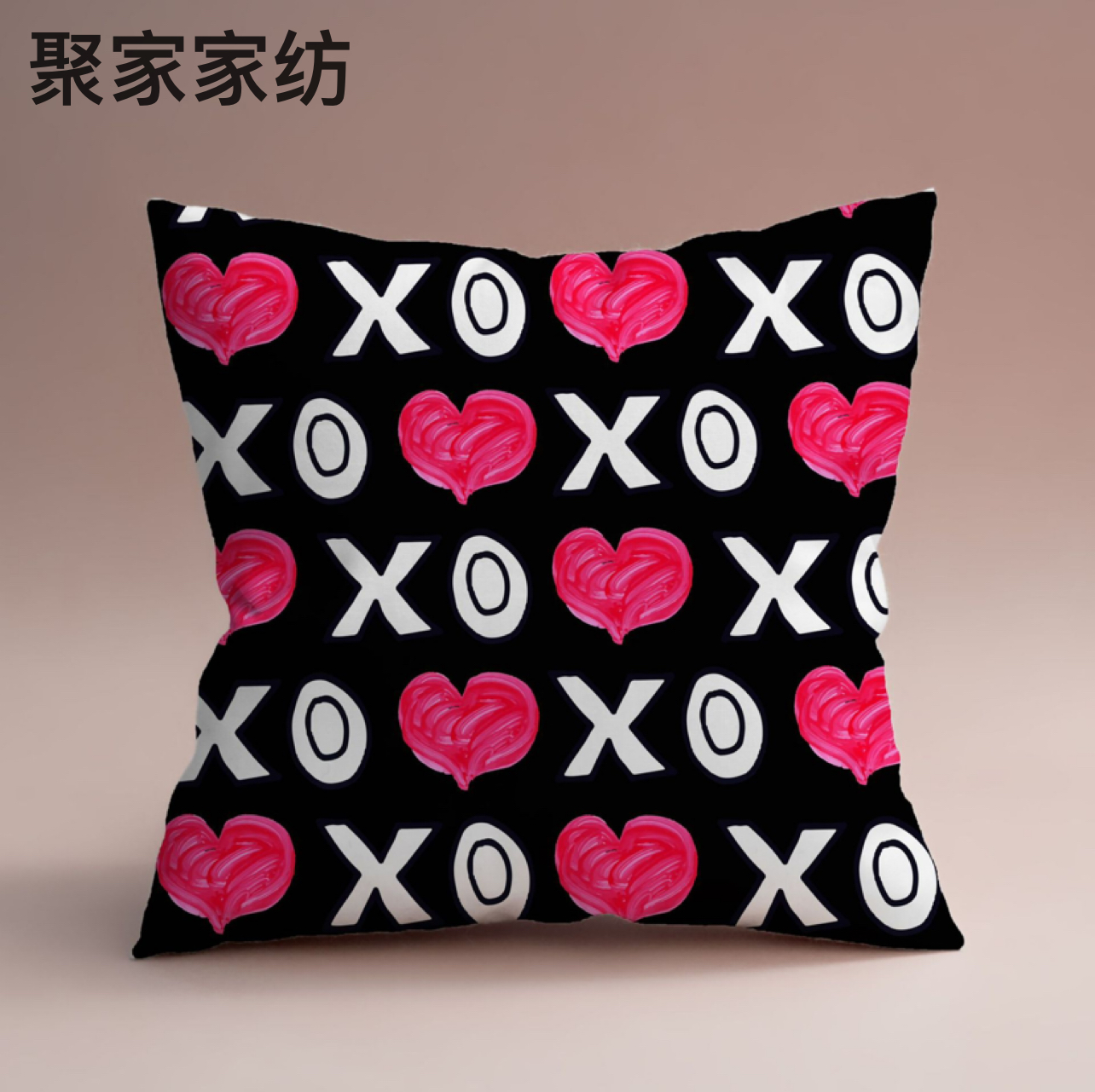 Cross-Border New Arrival Black Background Valentine&#039;s Day Netherlands Velvet Digital Printing Pillow (Excluding Pillow Core) Pillow Cushion Cover H