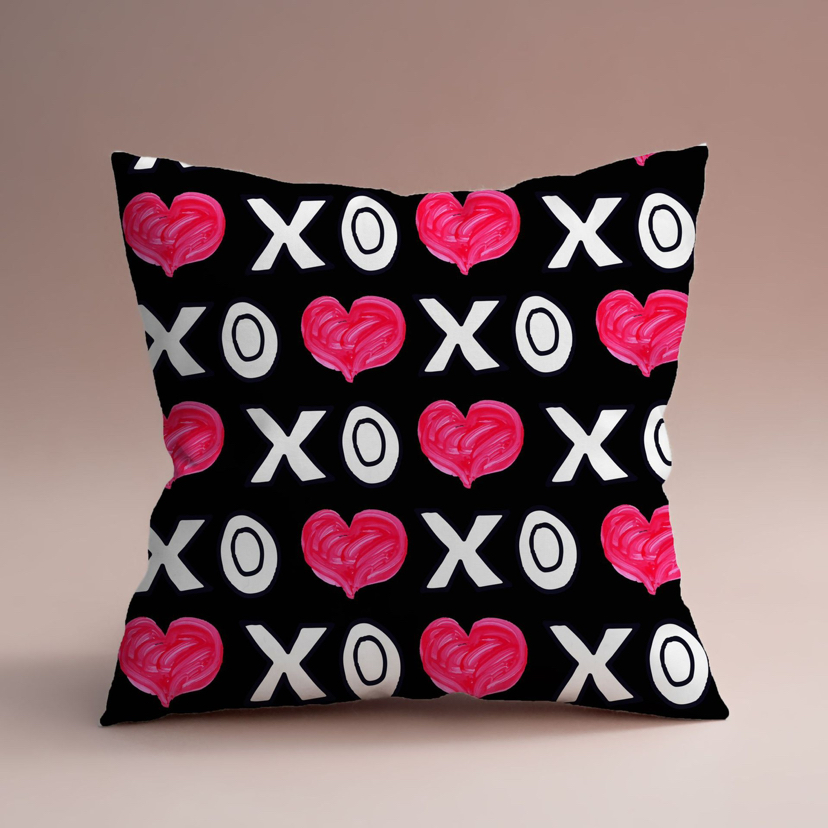 Cross-Border New Arrival Black Background Valentine's Day Netherlands Velvet Digital Printing Pillow (Excluding Pillow Core) Pillow Cushion Cover H