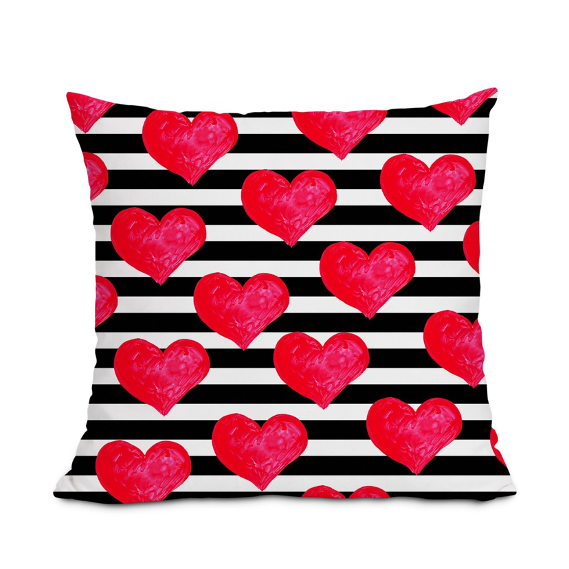 Cross-Border New Arrival Black Background Valentine's Day Netherlands Velvet Digital Printing Pillow (Excluding Pillow Core) Pillow Cushion Cover H