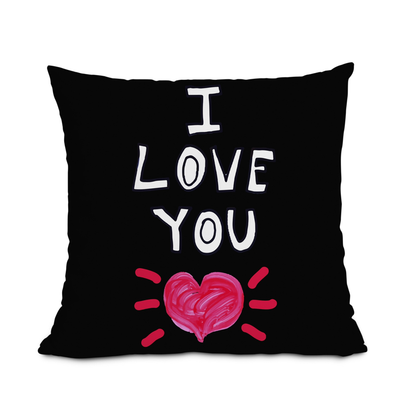 Cross-Border New Arrival Black Background Valentine's Day Netherlands Velvet Digital Printing Pillow (Excluding Pillow Core) Pillow Cushion Cover H