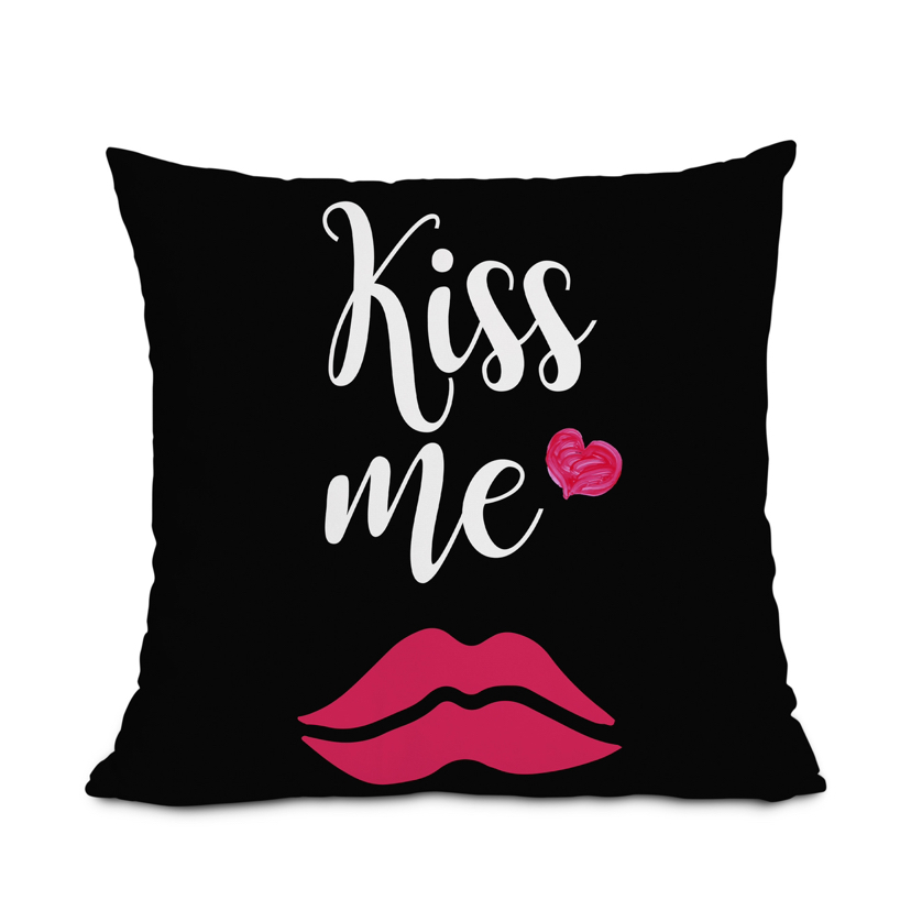 Cross-Border New Arrival Black Background Valentine's Day Netherlands Velvet Digital Printing Pillow (Excluding Pillow Core) Pillow Cushion Cover H