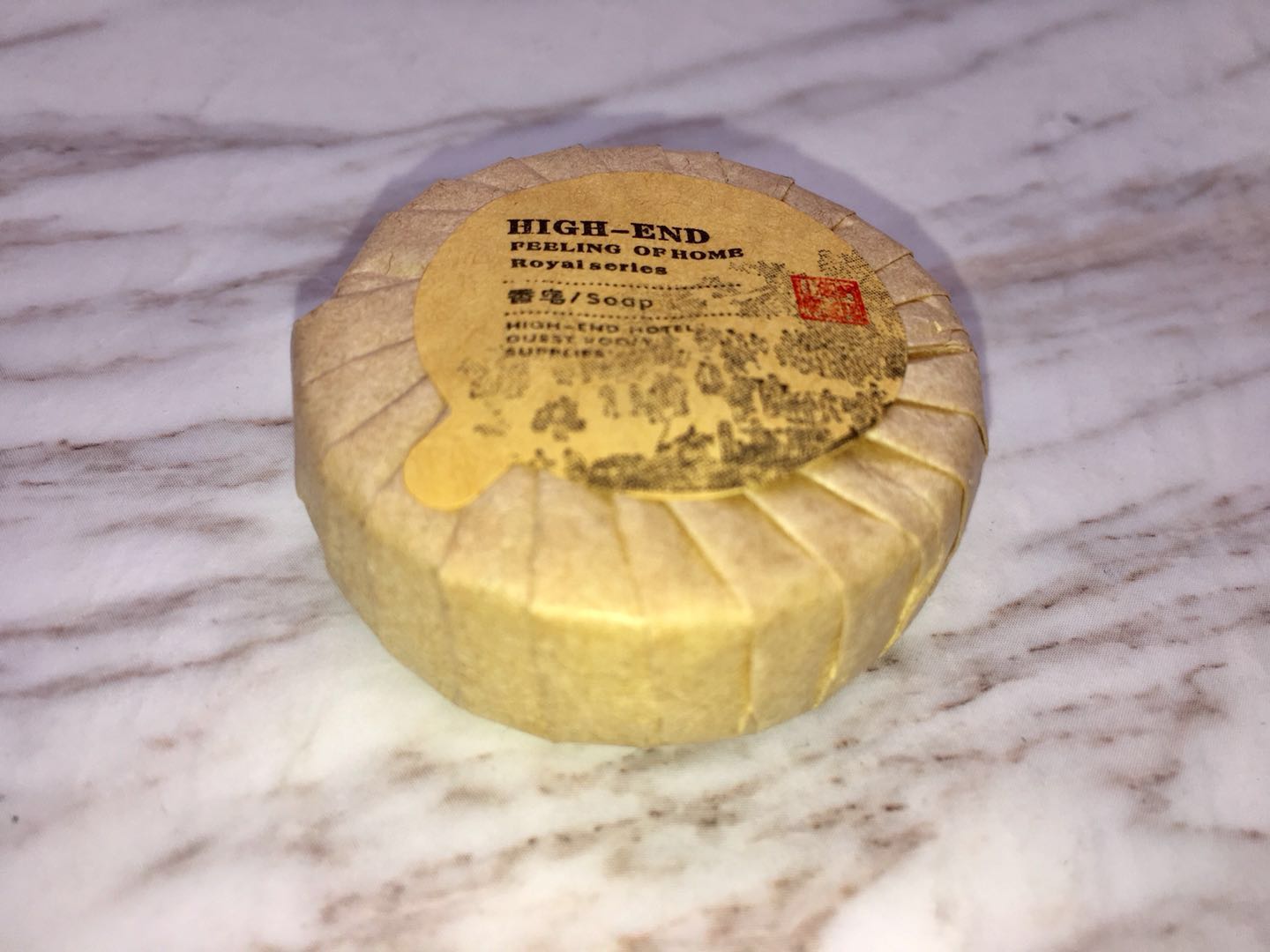 Round kraft paper wrapping small soap to supply small soap holiday disposable soap.