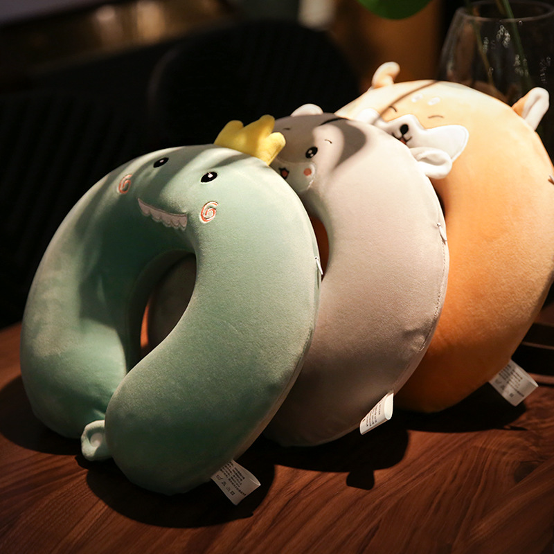 Memory Foam U-Shaped Neck Pillow Neck Protection Car Cartoon Cute Travel Portable U-Shaped Pillow Cervical Pillow Female