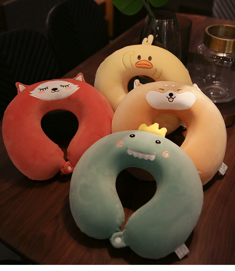 Memory Foam U-Shaped Neck Pillow Neck Protection Car Cartoon Cute Travel Portable U-Shaped Pillow Cervical Pillow Female