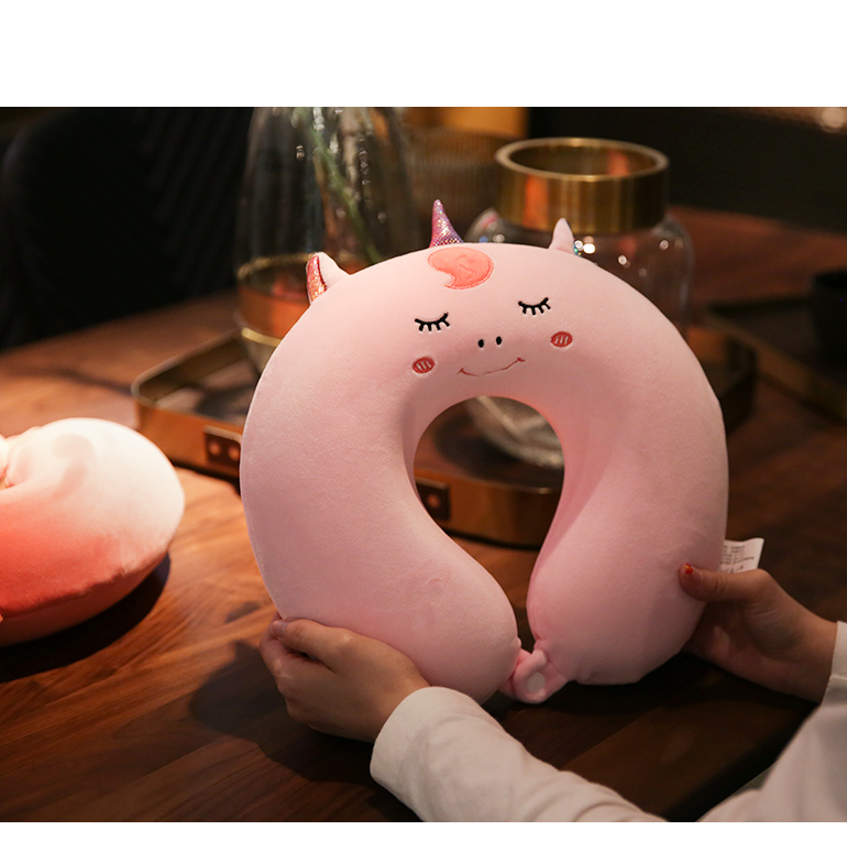Memory Foam U-Shaped Neck Pillow Neck Protection Car Cartoon Cute Travel Portable U-Shaped Pillow Cervical Pillow Female
