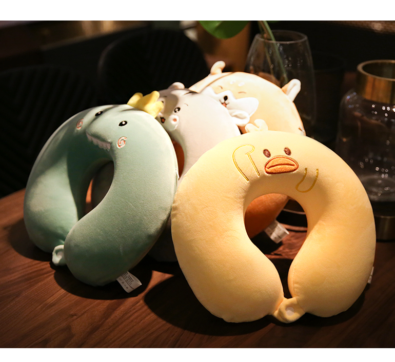 Memory Foam U-Shaped Neck Pillow Neck Protection Car Cartoon Cute Travel Portable U-Shaped Pillow Cervical Pillow Female