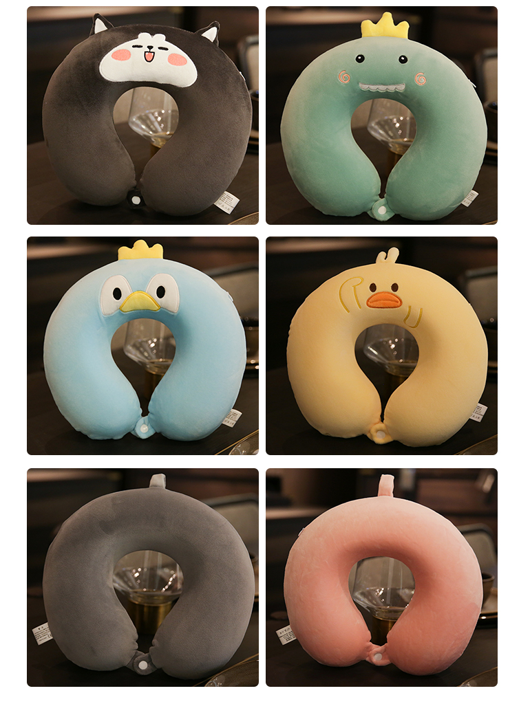 Memory Foam U-Shaped Neck Pillow Neck Protection Car Cartoon Cute Travel Portable U-Shaped Pillow Cervical Pillow Female
