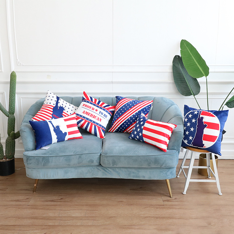 Amazon Digital Printing American Five-Pointed Star Flag Pillow Wind Modern Pillow Cover Sofa Cushion Cover Pillow
