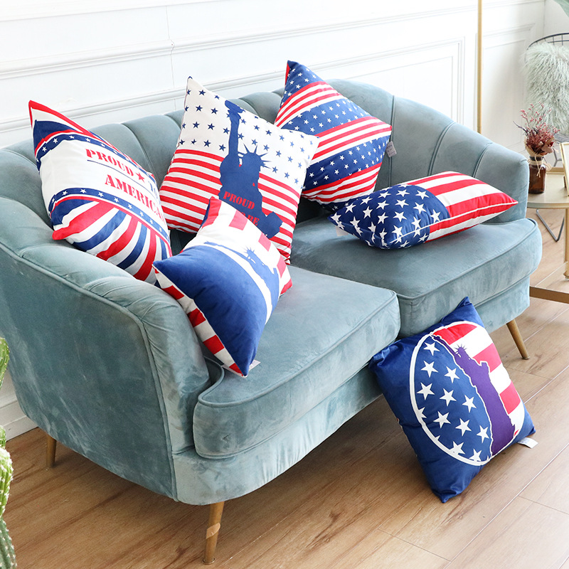 Amazon Digital Printing American Five-Pointed Star Flag Pillow Wind Modern Pillow Cover Sofa Cushion Cover Pillow
