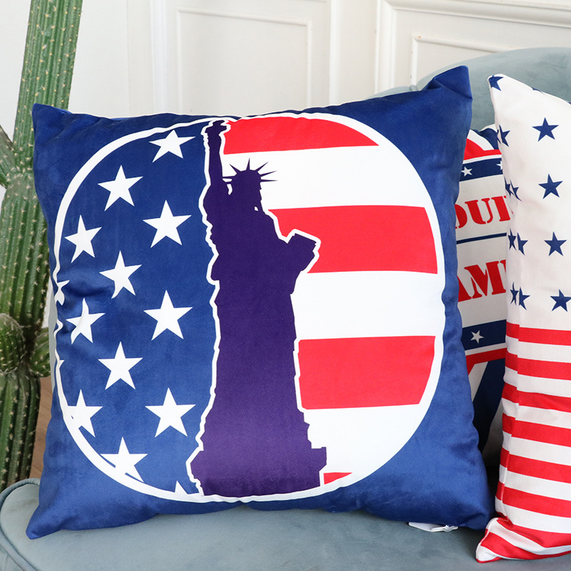 Amazon Digital Printing American Five-Pointed Star Flag Pillow Wind Modern Pillow Cover Sofa Cushion Cover Pillow