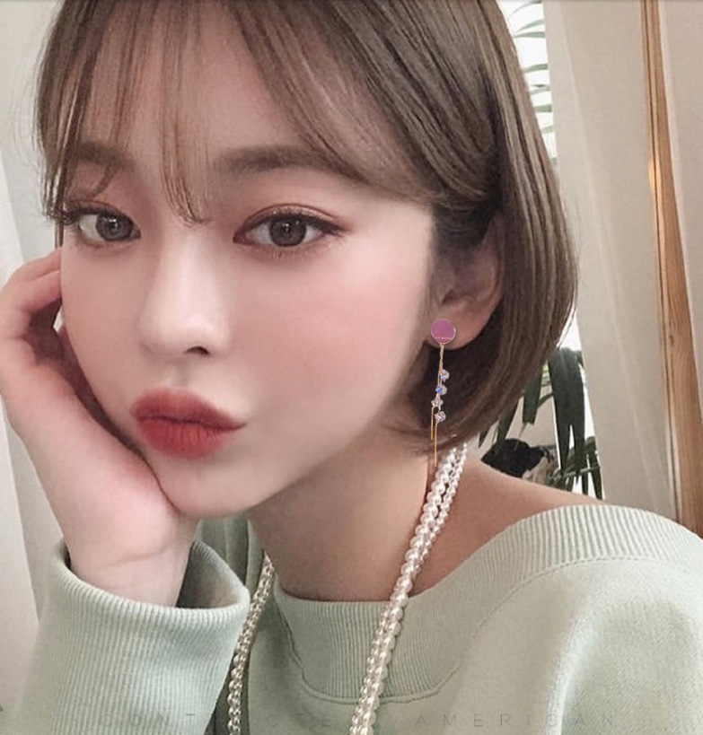 The tassel earring that shows face thin 2020 newstyle tide eardrop female net red temperament Korea is long money sterl