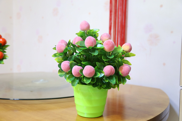 Artificial flower set fake peach indoor flowers bonsai furnishing parts living room decoration plastic fake fruit tree flowers potted plants Artificial flower set fake peach indoor flowers bonsai furnishing parts living room decoration plastic fake fruit tree flowers potted plants