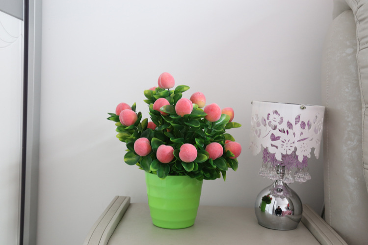 Artificial flower set fake peach indoor flowers bonsai furnishing parts living room decoration plastic fake fruit tree flowers potted plants Artificial flower set fake peach indoor flowers bonsai furnishing parts living room decoration plastic fake fruit tree flowers potted plants