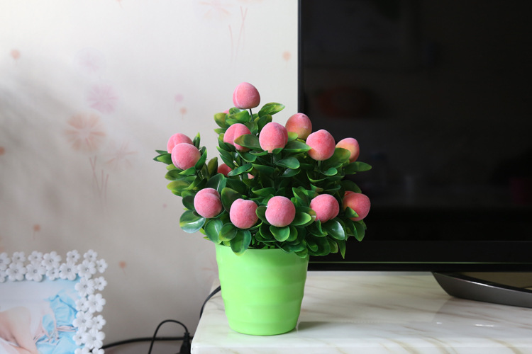 Artificial flower set fake peach indoor flowers bonsai furnishing parts living room decoration plastic fake fruit tree flowers potted plants Artificial flower set fake peach indoor flowers bonsai furnishing parts living room decoration plastic fake fruit tree flowers potted plants