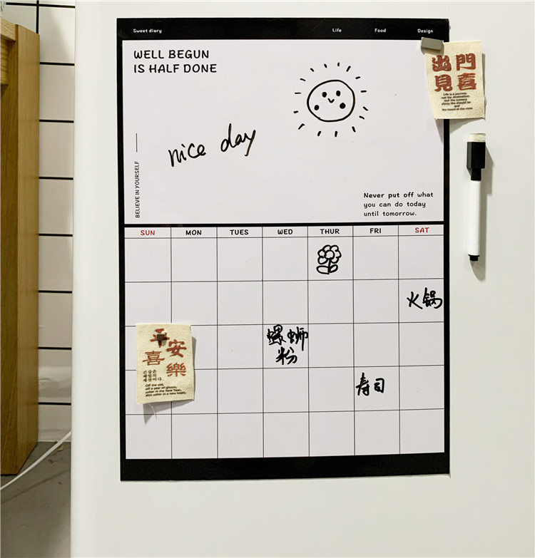 INS Korean Magnetic Refrigerator Sticker Creative Message Board Memo Simple Erasable Note Note Small Blackboard Decorative Sticker