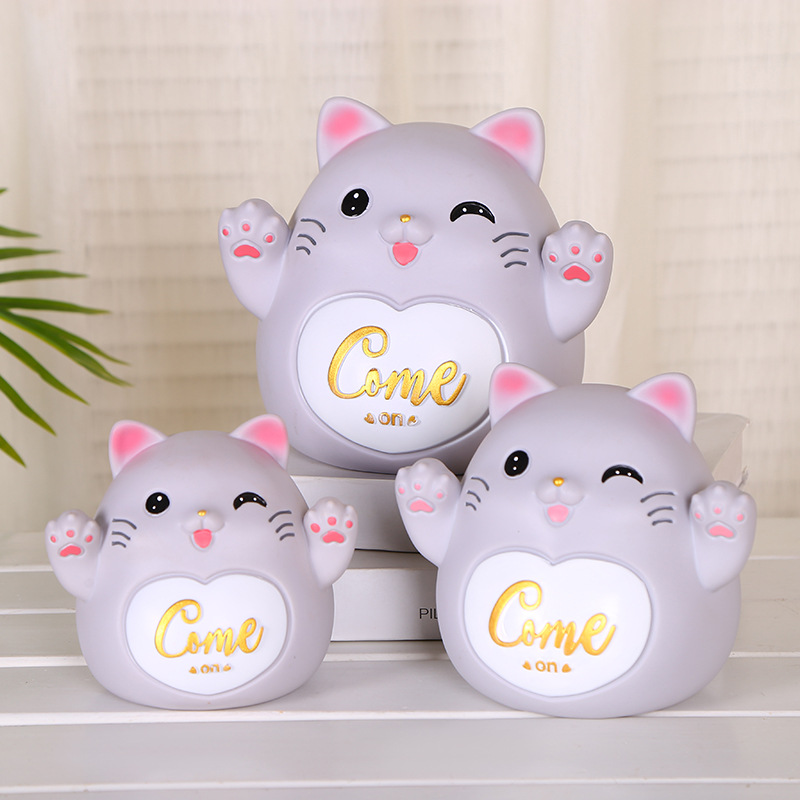 Creative Lucky Cat Savings Bank Crafts Children&#039;s Holiday Gift Resin Cartoon Money Box Coin Bank Factory Wholesale