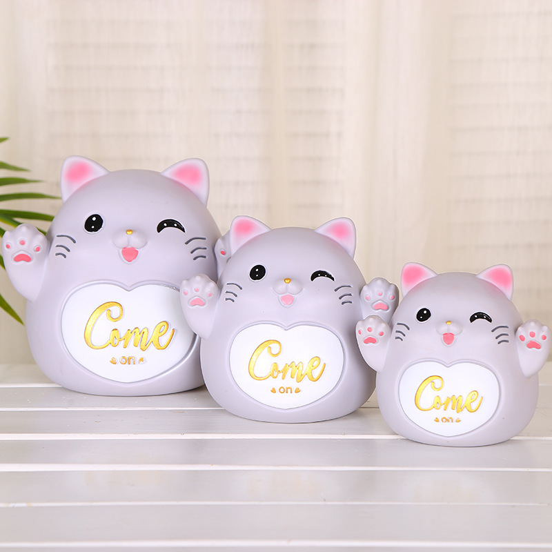 Creative Lucky Cat Savings Bank Crafts Children&#039;s Holiday Gift Resin Cartoon Money Box Coin Bank Factory Wholesale