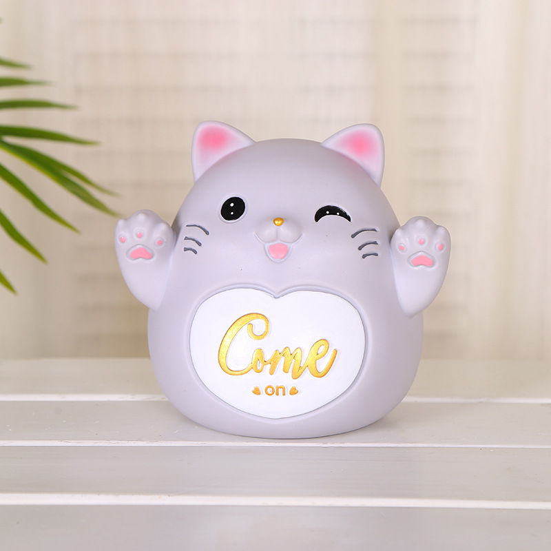 Creative Lucky Cat Savings Bank Crafts Children's Holiday Gift Resin Cartoon Money Box Coin Bank Factory Wholesale