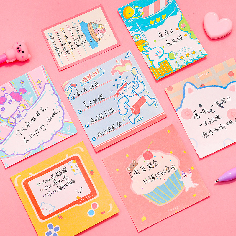 Yilan Creative Note Pad Ins Student Cartoon Note Pad Cute Note Tearable Small Notebook Memo