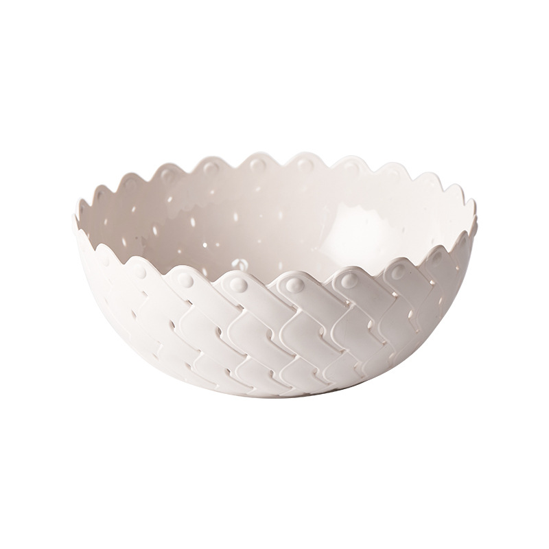Household Bedroom Fruit Dried Fruit Tray Large Capacity Snacks Pastry Storage Tray Creative Imitation Rattan Hollow Fruit Plate Wholesale