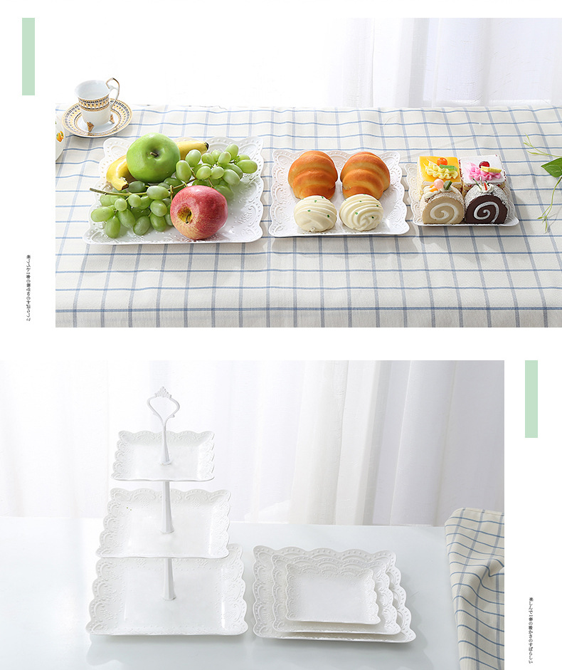 European threelayer fruit tray dry fruit tray afternoon refreshment tray dessert table multilayer cake stand cake table