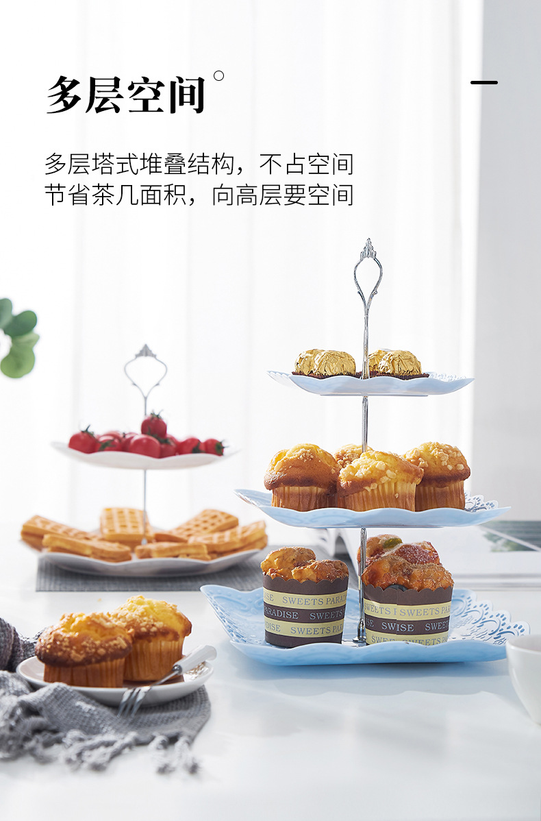 European threelayer fruit tray dry fruit tray afternoon refreshment tray dessert table multilayer cake stand cake table