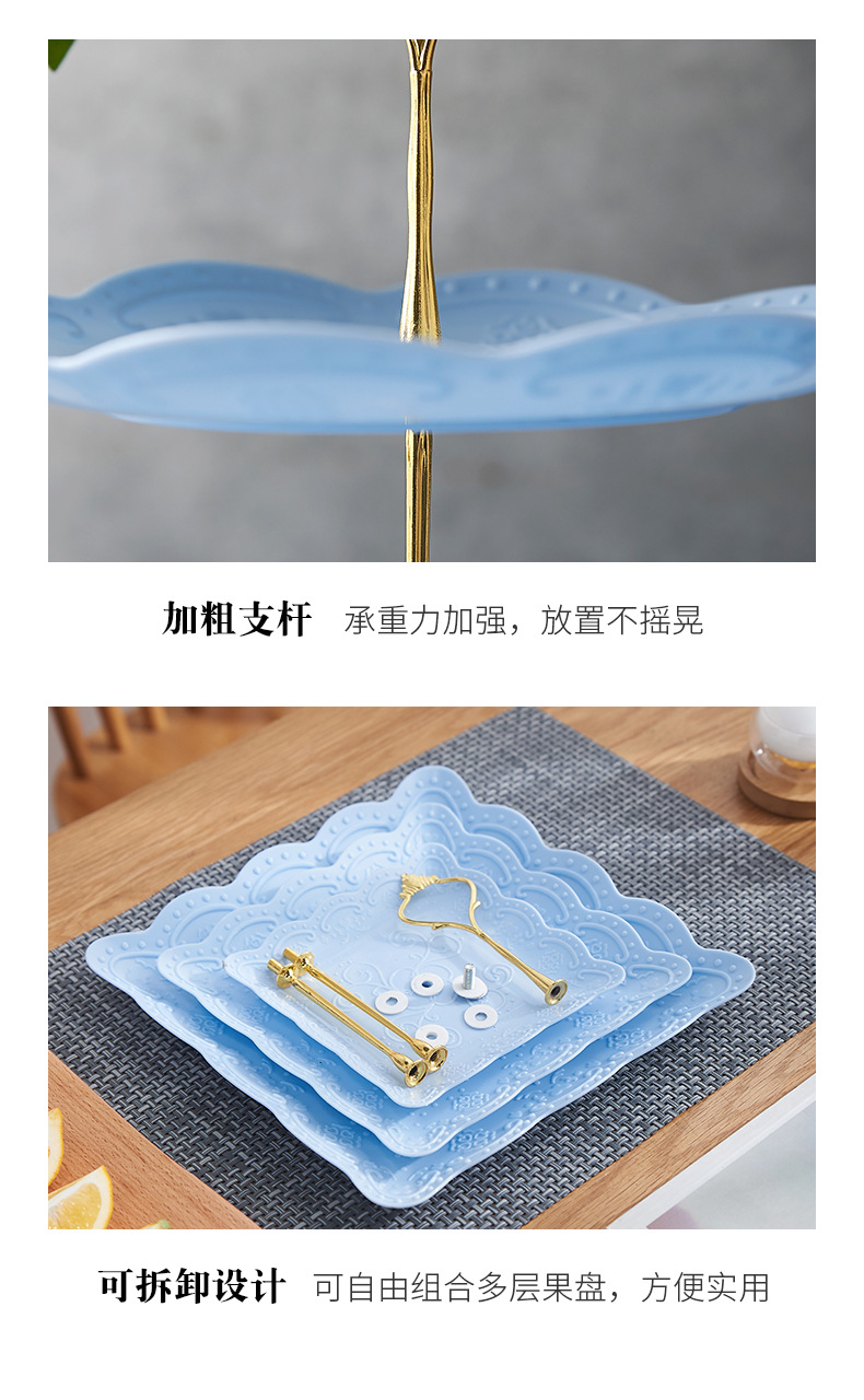 European threelayer fruit tray dry fruit tray afternoon refreshment tray dessert table multilayer cake stand cake table