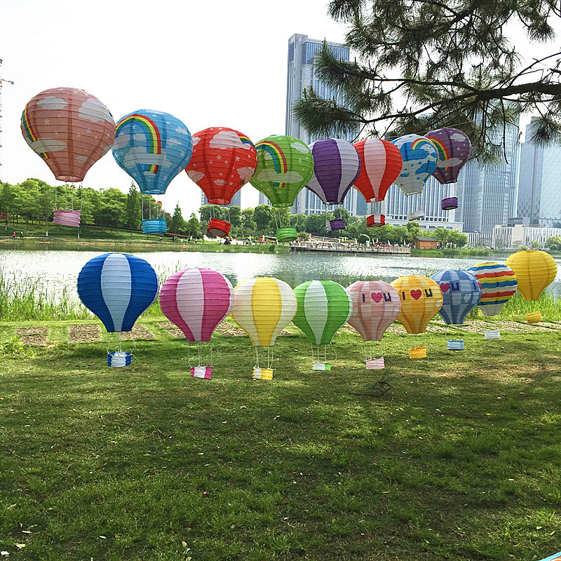 Hot Air Balloon Chinese Lantern Festival Atmosphere Decoration Kindergarten Pendant Folding Chinese Lantern Children&#039;s Birthday Party Decoration