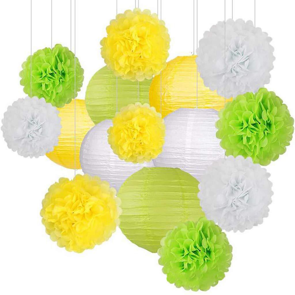 15PCs Pack Paper Flower Ball Chinese Lantern Set Birthday Party Wedding Decoration Background Layout