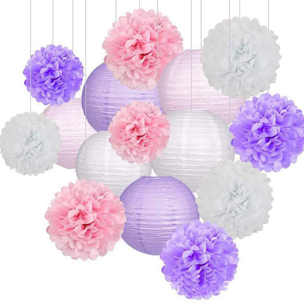 15PCs Pack Paper Flower Ball Chinese Lantern Set Birthday Party Wedding Decoration Background Layout