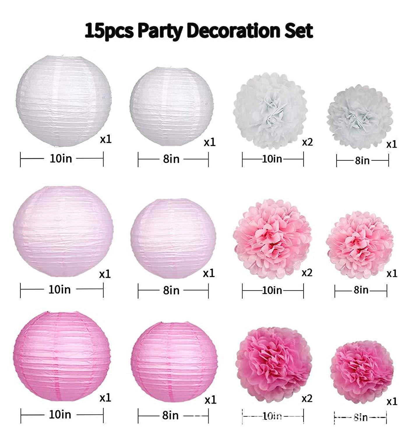 15PCs Pack Paper Flower Ball Chinese Lantern Set Birthday Party Wedding Decoration Background Layout 15PCs Pack Paper Flower Ball Chinese Lantern Set Birthday Party Wedding Decoration Background Layout
