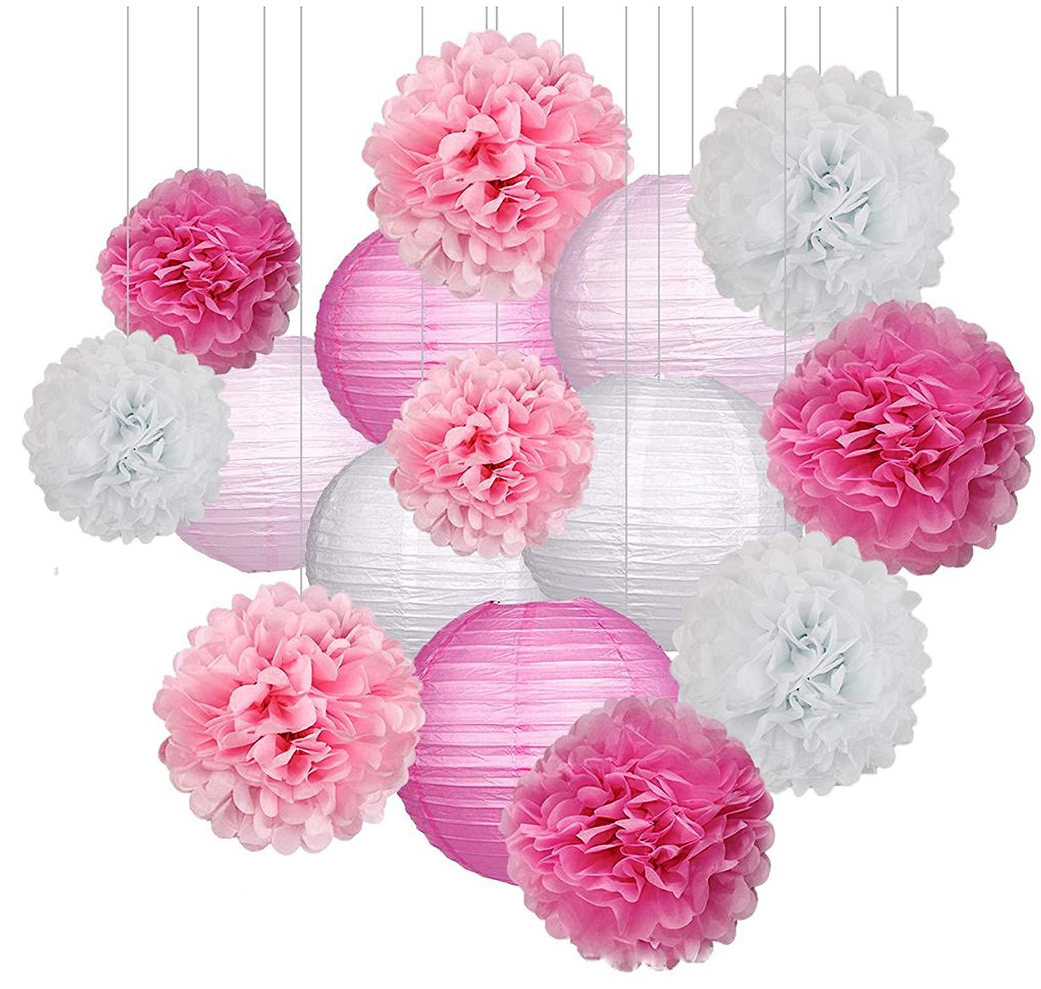15PCs Pack Paper Flower Ball Chinese Lantern Set Birthday Party Wedding Decoration Background Layout