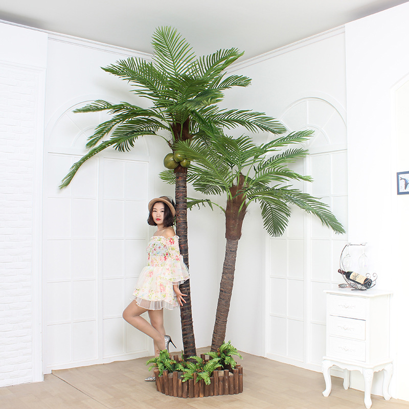 Imitation Coconut Tree Artificial Coconut Tree Indoor and Outdoor Decoration Tropical Plant Large Anti-Real Green Plant Floor Simulation Palm Tree